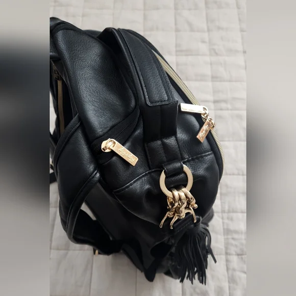 Itzy Ritzy Black Diaper Backpack with Gold Accents - Picture 7 of 9